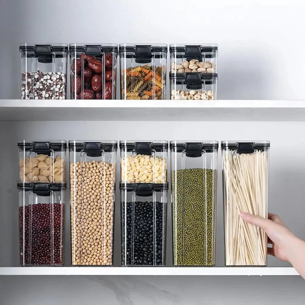 Multipurpose Food Storage Containers Set - Clear Jars with Lids for Cereal, Candy, and Dry Goods